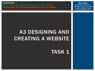 A3 designing and creating a website task 1