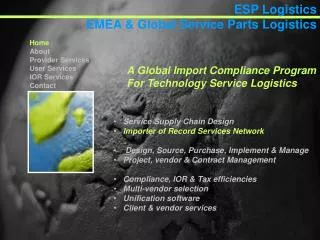 Service Supply Chain Design Importer of Record Services Network