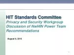 Recommendations for NwHIN Power Team on Security and Privacy in Healthcare Standards - slide 1
