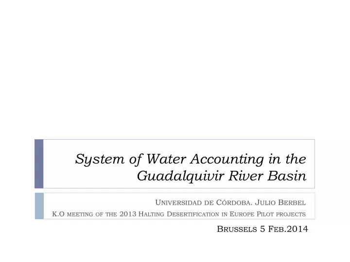 system of water accounting in the guadalquivir river basin
