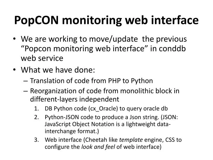 popcon monitoring web interface