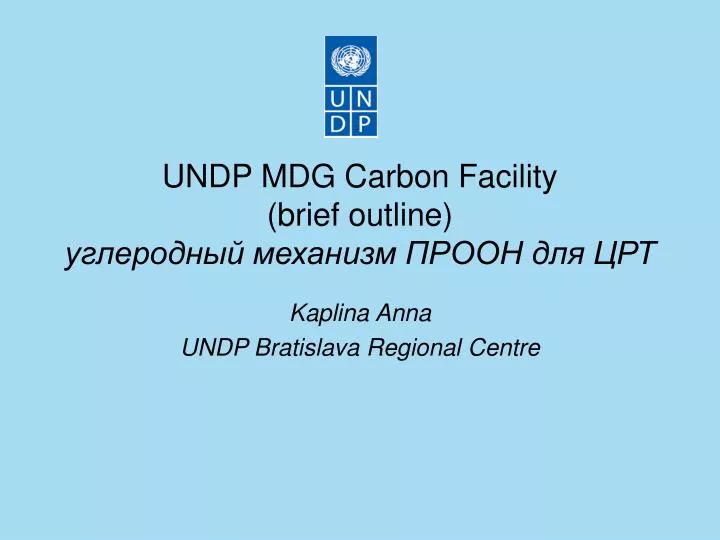 undp mdg carbon facility brief outline
