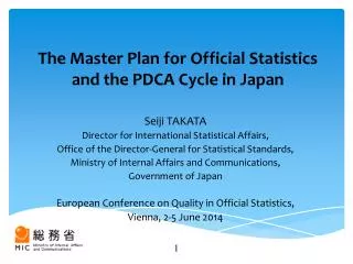 The Master Plan for Official Statistics and the PDCA Cycle in Japan