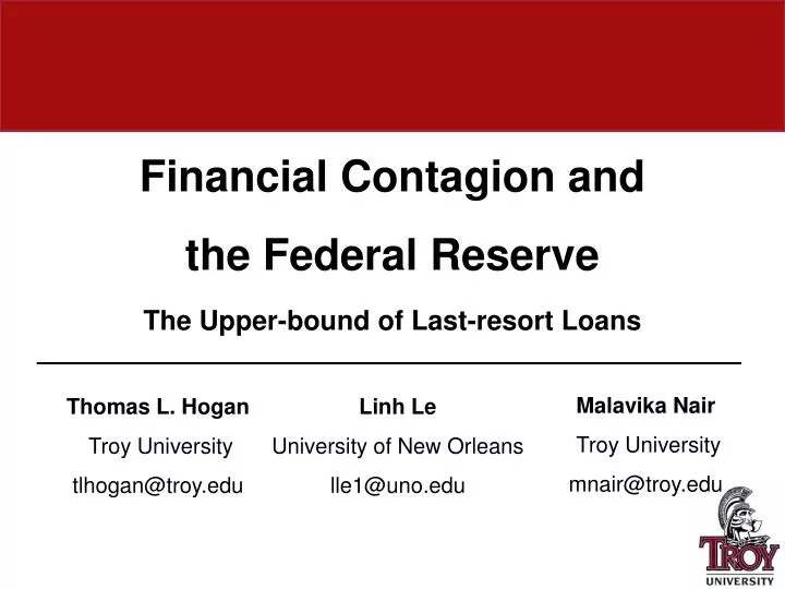 financial contagion and the federal reserve t he upper bound of last resort loans