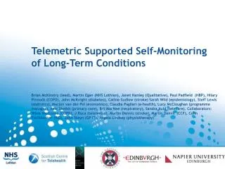 Brief exploration of the background to Telehealth Overview of our research programme