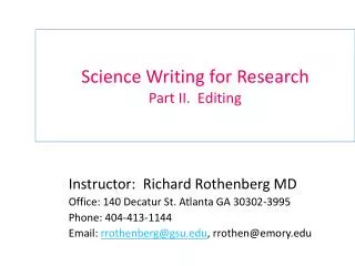 Science Writing for Research Part II. Editing