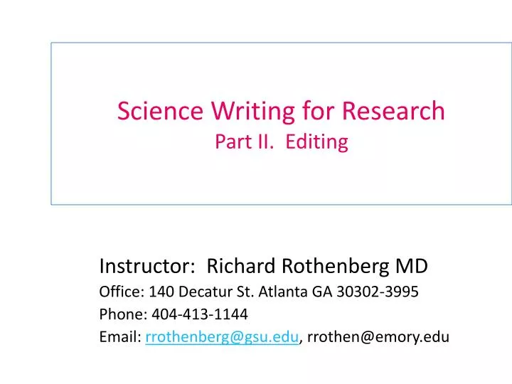 science writing for research part ii editing