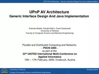 UPnP AV Architecture - Generic Interface Design And Java Implementation