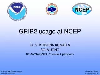 GRIB2 usage at NCEP