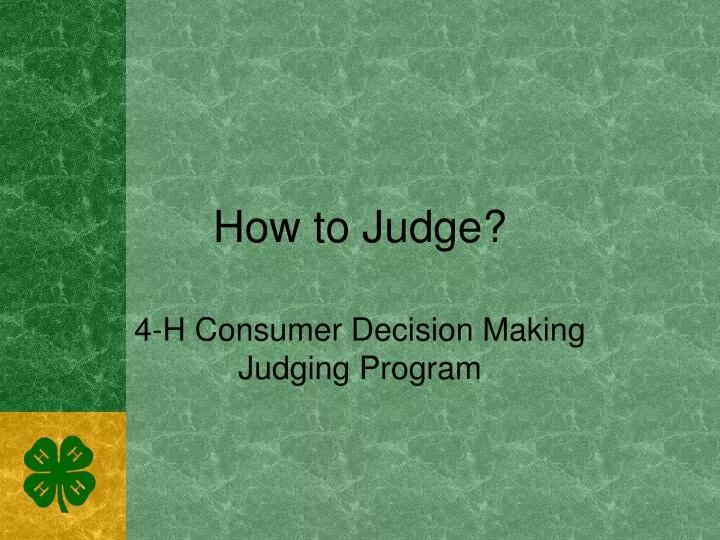 how to judge