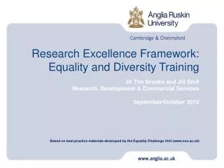 Research Excellence Framework: Equality and Diversity Training