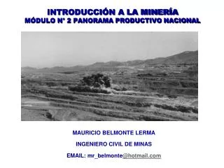 INTRODUCCIÓN A LA MINERÍA MÓDULO N° 2 PANORAMA PRODUCTIVO NACIONAL