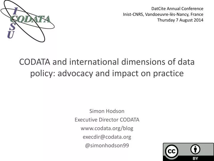 codata and international dimensions of data policy advocacy and impact on practice