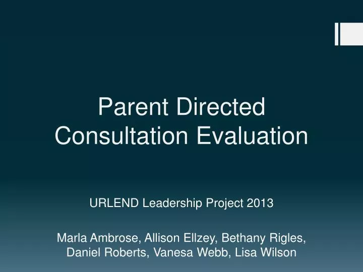 parent directed consultation evaluation