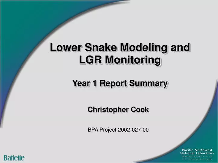 lower snake modeling and lgr monitoring year 1 report summary