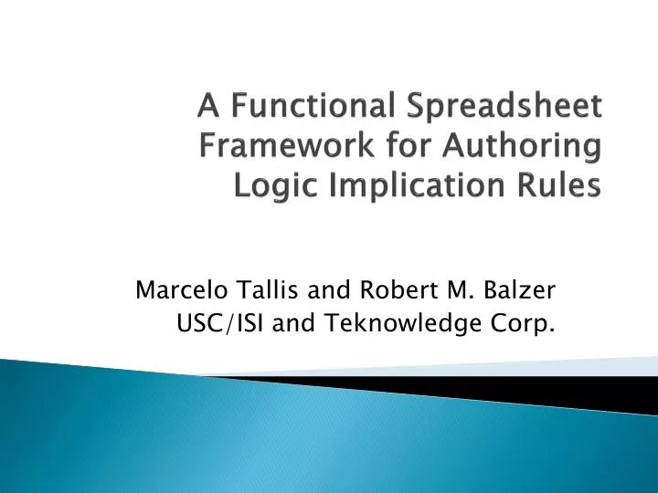 a functional spreadsheet framework for authoring logic implication rules