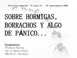 SOBRE HORMIGAS, BORRACHOS Y ALGO DE PÁNICO...