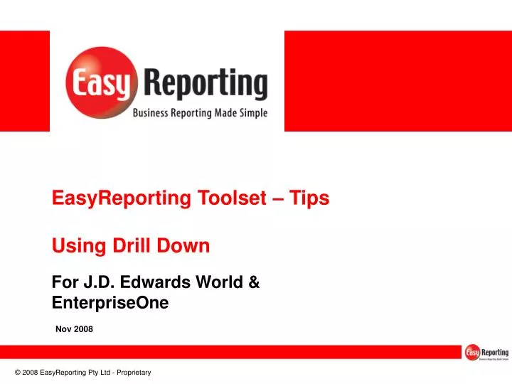 easyreporting toolset tips using drill down