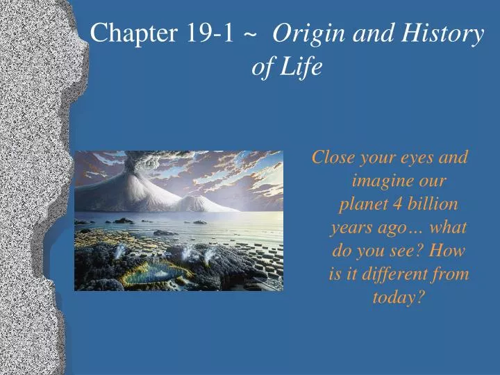 chapter 19 1 origin and history of life