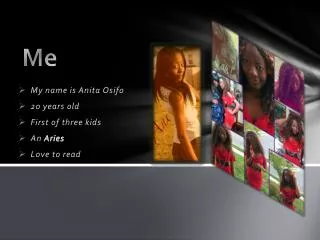 My name is Anita Osifo 20 years old First of three kids An Aries Love to read