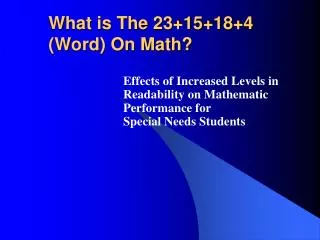 What is The 23+15+18+4 (Word) On Math?