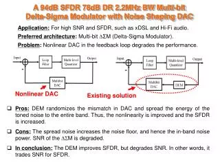 A 94dB SFDR 78dB DR 2.2MHz BW Multi-bit Delta-Sigma Modulator with Noise Shaping DAC