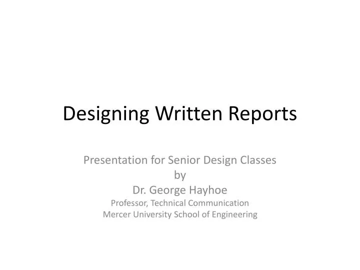 designing written reports