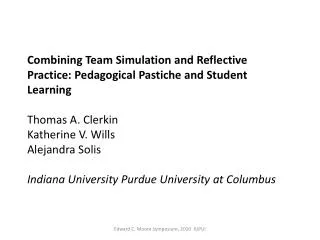 Combining Team Simulation and Reflective Practice: Pedagogical Pastiche and Student Learning