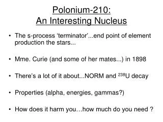 Polonium-210: An Interesting Nucleus
