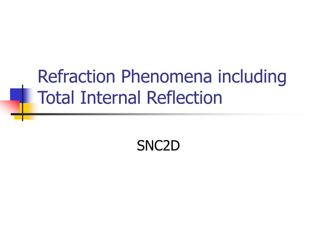 PPT - Refraction Phenomena including Total Internal Reflection ...