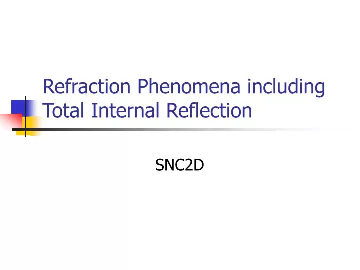 refraction phenomena including total internal reflection