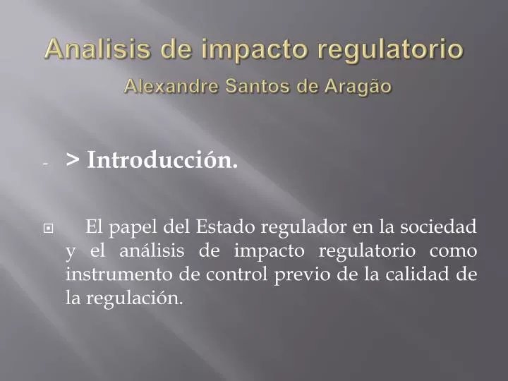 analisis de impacto regulatorio alexandre santos de arag o
