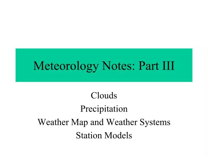 meteorology notes part iii