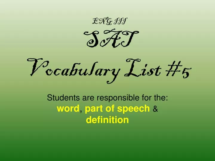 eng iii sat vocabulary list 5