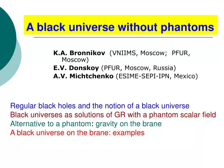 a black universe without phantoms