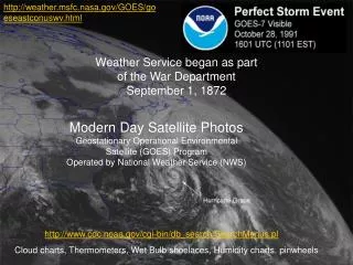 Modern Day Satellite Photos Geostationary Operational Environmental Satellite (GOES) Program