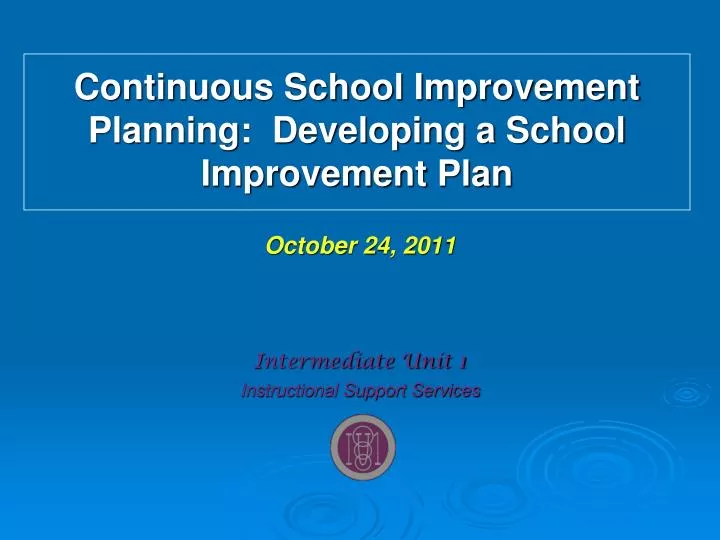 continuous school improvement planning developing a school improvement plan