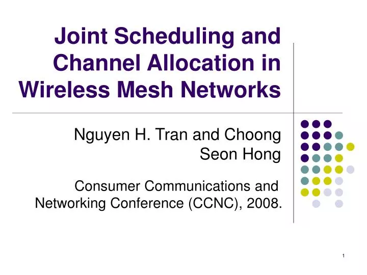 joint scheduling and channel allocation in wireless mesh networks