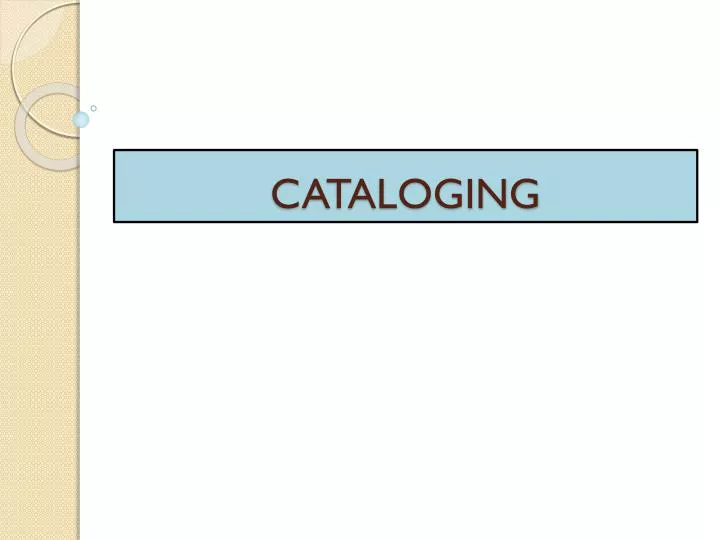 cataloging