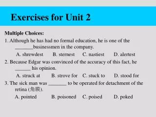 Exercises for Unit 2