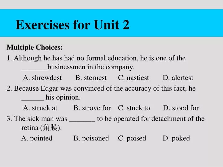exercises for unit 2