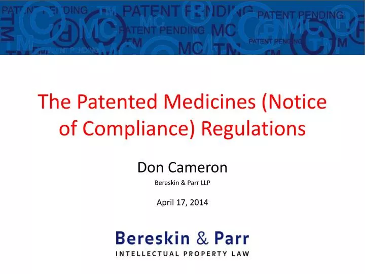 the patented medicines notice of compliance regulations