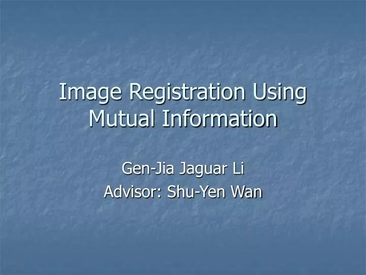 image registration using mutual information