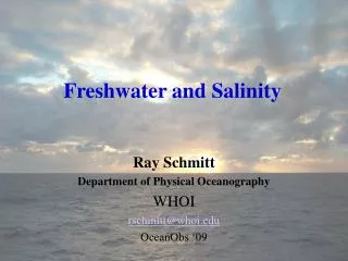 Freshwater and Salinity