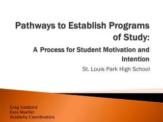 Pathways to Establish Programs of Study: A Process for Student Motivation and Intention