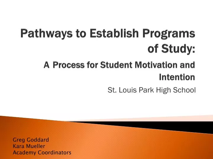 pathways to establish programs of study a process for student motivation and intention