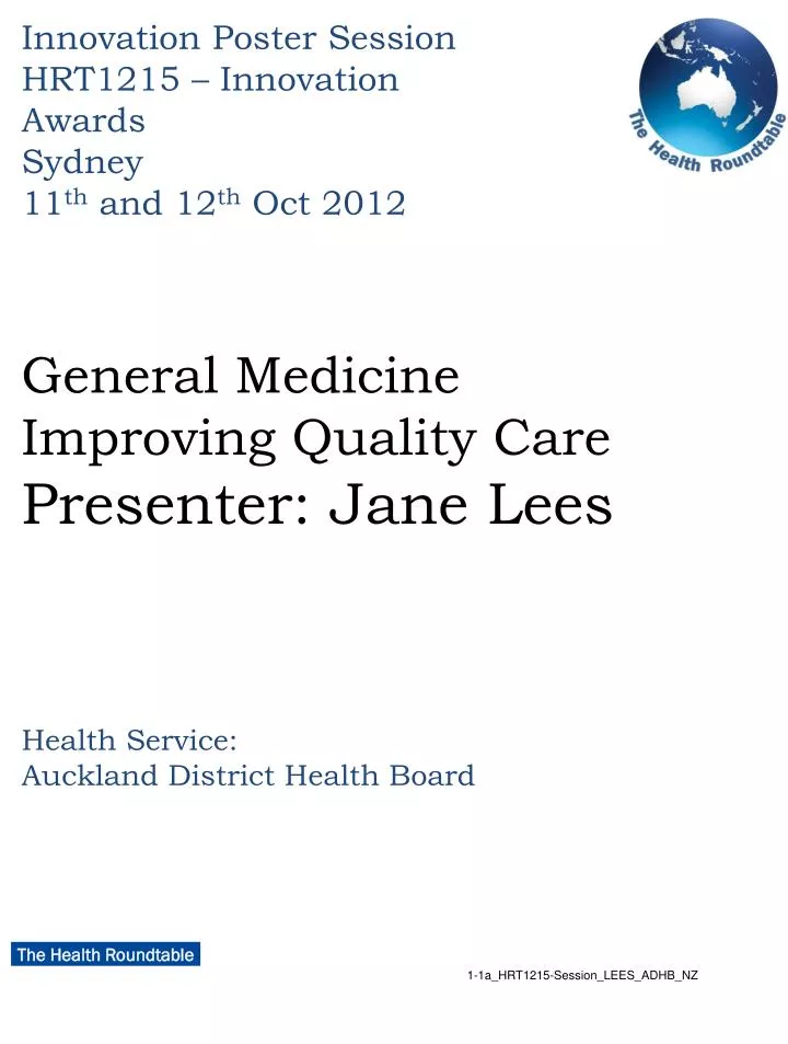 general medicine improving quality care presenter jane lees