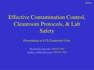 Effective Contamination Control, Cleanroom Protocols, &amp; Lab Safety