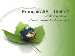 Français AP – Unité 2