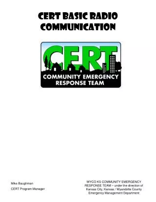 CERT Basic Radio Communication